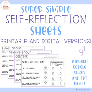 Preview of Super Simple Student Self- Reflection PRINTABLE & DIGITAL