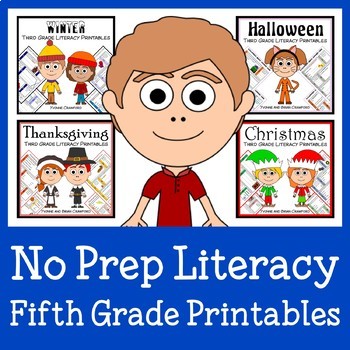 Preview of Literacy Bundle NO PREP Fifth Grade THE WHOLE YEAR | 30% off