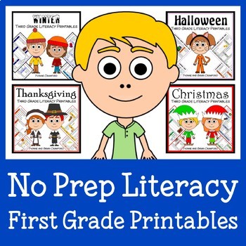 Preview of Literacy Bundle NO PREP First Grade THE WHOLE YEAR | 30% off