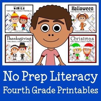Preview of Literacy Bundle NO PREP Fourth Grade THE WHOLE YEAR | 30% off