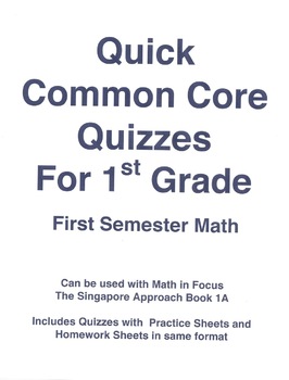 Preview of First Grade Common Core Math Quizzes & worksheets - 1st semester