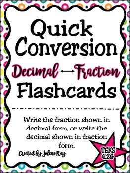 Preview of Quick Conversion Decimal to Fraction/Fraction to Decimal Flashcards