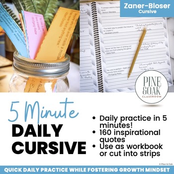 Preview of Quick Daily Cursive & Growth Mindset Practice! - 160 Quotes, Zaner-Bloser