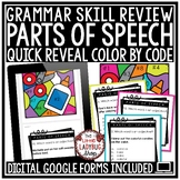 Color By Code ELA Grammar Parts of Speech Game Review Prac