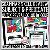 Color By Code ELA Grammar Subject and Predicate Review Pra