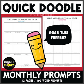 Preview of Quick Doodle Monthly Word Drawing and Doodle Prompts FREEBIE