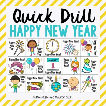Preview of Quick Drill Happy New Year for speech therapy or any skill drill