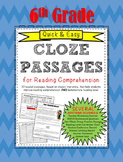 Quick & Easy CLOZE PASSAGES for Reading Comprehension and Leveling