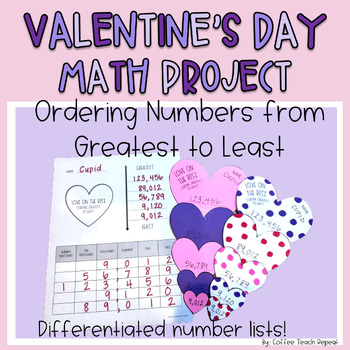 Preview of Quick & Easy Valentine's Day Math Craft Project: Ordering Numbers