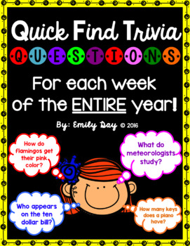 Preview of Quick Find Trivia Question Center