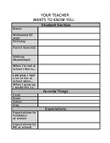 Quick Get to Know Your Student Sheet