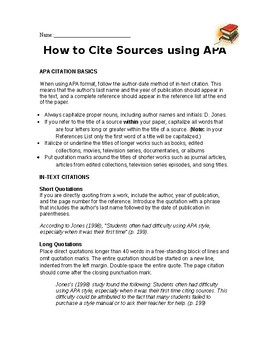 Preview of Quick Guide to APA Citations