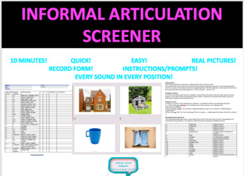 Preview of Quick Informal Articulation Screener; REAL pictures targeting words & sentences