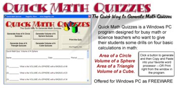 Preview of Quick Math Quizzes (Test Generator)