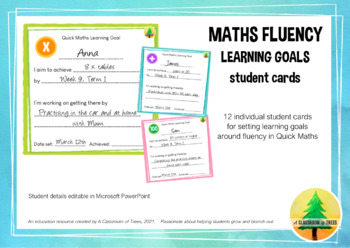 Preview of Quick Maths Fluency: goal setting cards