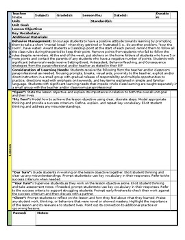 Preview of Quick N' Easy Lesson Plan Template