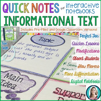 Preview of Quick Notes®: INFORMATIONAL TEXT for Interactive Notebooks