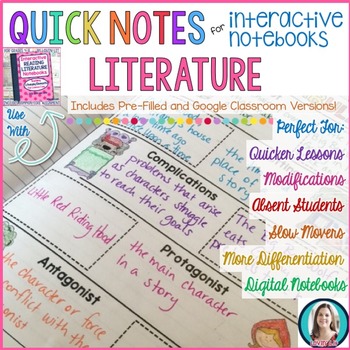 Preview of Quick Notes®: LITERATURE for Interactive Notebooks