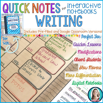 Preview of Quick Notes®: WRITING for Interactive Notebooks