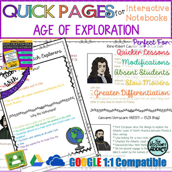 Preview of Quick Pages: Age of Exploration (Anchor Charts for Interactive Notebooks)