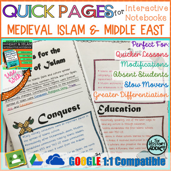 Preview of Quick Pages: Medieval Islam (Anchor Charts for Interactive Notebooks)