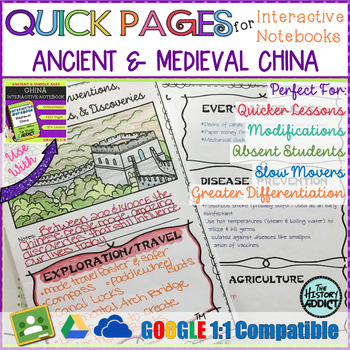 Preview of Quick Pages: Middle Ages China (Anchor Charts for Interactive Notebooks)