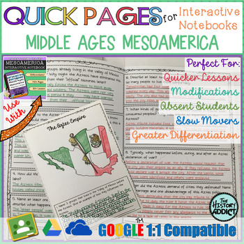 Preview of Quick Pages: Middle Ages Mesoamerica (Anchor Charts for Interactive Notebooks)