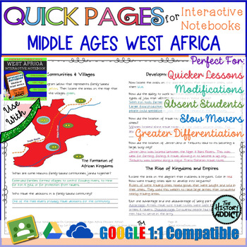 Preview of Quick Pages: Middle Ages West Africa (Anchor Charts for Interactive Notebooks)