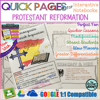 Preview of Quick Pages: Protestant Reformation (Anchor Charts for Interactive Notebooks)