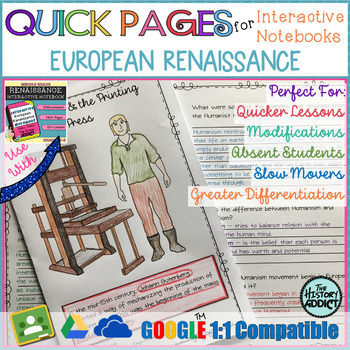 Preview of Quick Pages: Renaissance Era (Anchor Charts for Interactive Notebooks)
