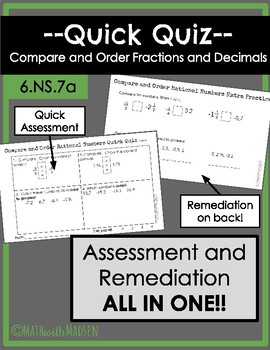 Preview of Exit Ticket + Reteach - Compare & Order Rational Numbers - 6.NS.7a
