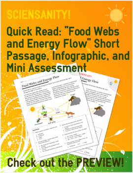 Preview of Quick Read: "Food Webs and Energy Flow" Passage and Mini Quiz on Ecosystems