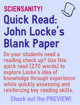 Preview of Quick Read: John Locke's "White Paper" and Knowledge - Reading Skills Check