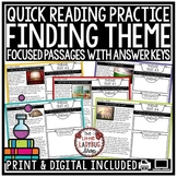 Quick Reading Comprehension Skills Teaching Theme Reading Passages 3rd 4th Grade