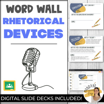 Preview of RHETORICAL DEVICES ANCHOR CHARTS Rhetorical Appeals Posters Word Wall Worksheets