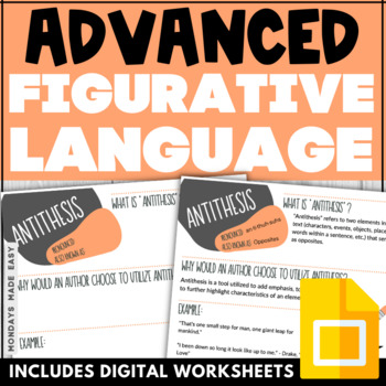 Preview of Figurative Language Posters - Literary Device Vocabulary Worksheets - Advanced