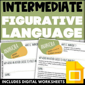 Preview of Figurative Language Posters - Literary Device Vocabulary Worksheets Intermediate