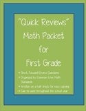 "Quick Reviews" First Grade Math Packet