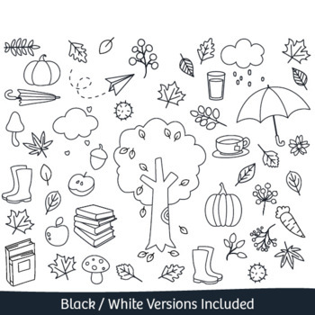 Autumn Stickers Cats Doodle Illustration Cute White Cats Enjoying Autumn  Stock Vector by ©SlyBrowney 311581174