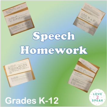 Preview of Quick Speech Homework for Language and Grammar