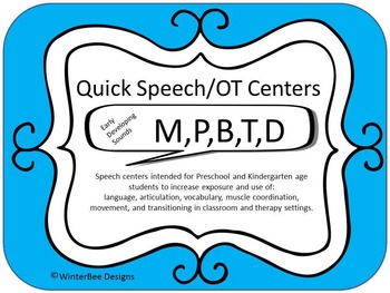 Preview of Quick Speech/OT Centers (RtI, Phonics, Articulation, therapy) - M,P,B,T,D COMBO
