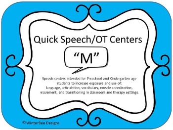 Preview of Quick Speech/OT Centers (RtI, Phonics, Articulation, Therapy) - Letter M