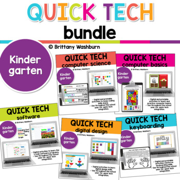 Preview of Quick Tech Activities Kindergarten Bundle | Technology Integration