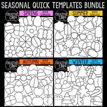 Preview of Quick Templates: Spring, Summer, Fall, Winter, Clipart Bundle