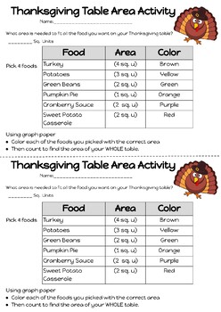 Preview of Quick Thanksgiving Table Area Activity