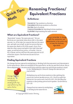 Preview of Quick Tips: Math (Renaming Fractions)