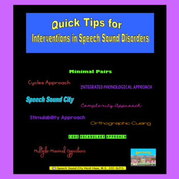 Preview of Quick Tips for Interventions in Speech Sound Disorders by Speech Sound City