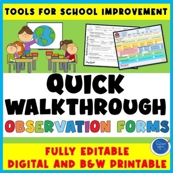Preview of Quick Walkthrough Teacher Observation Form | Digital & Print Admin & Principals