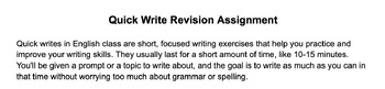Preview of Quick Write Revision Assignment with Grading Criteria