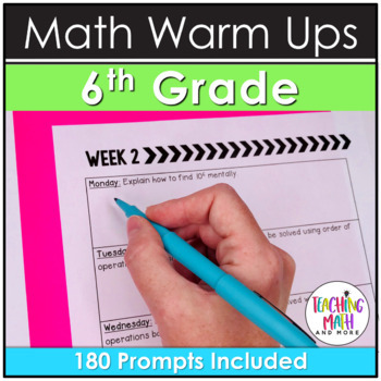 Preview of Math Warm Ups Bellwork 6th Grade